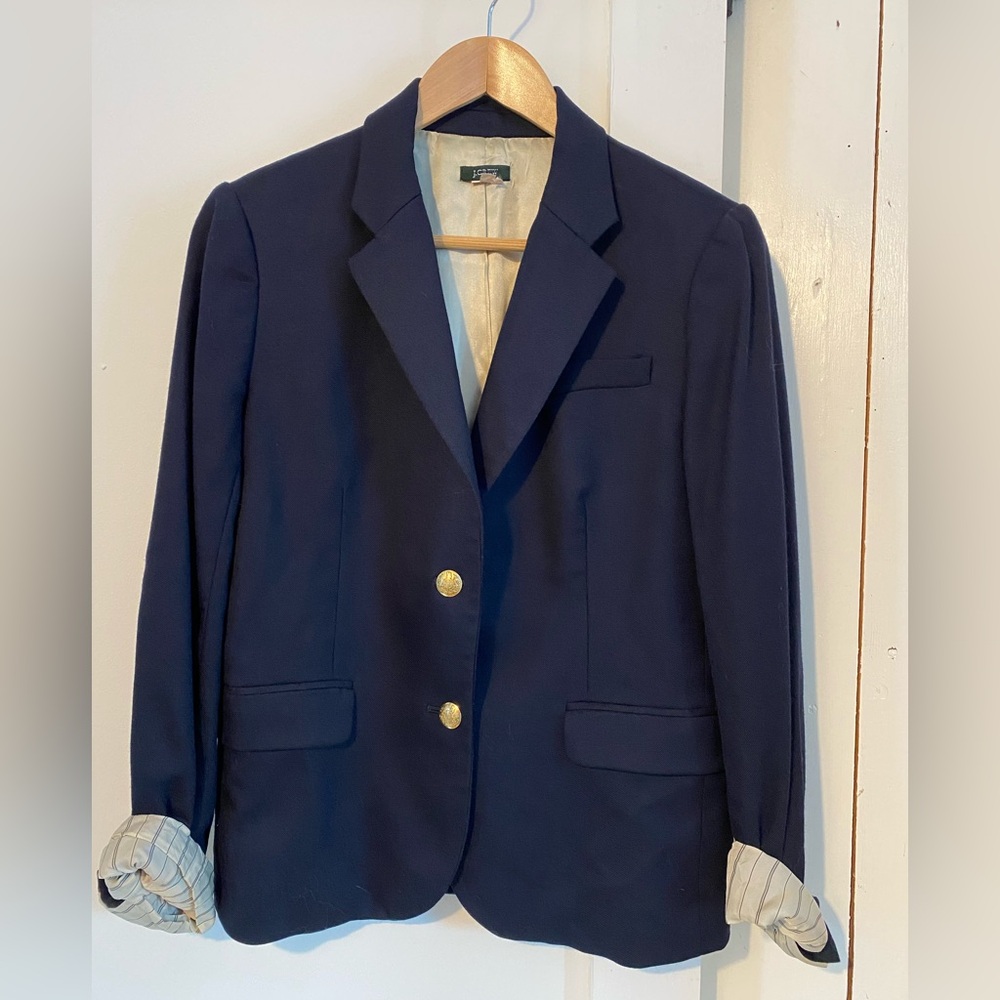 J. Crew Dark Blue Blazer with Gold Accents